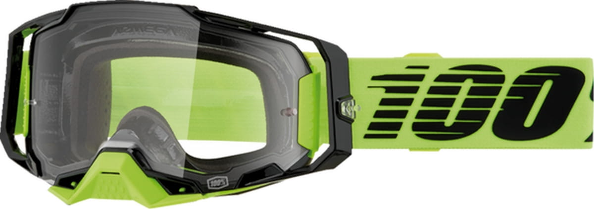 100% Armega Neon Yellow - Clear Lens Goggles