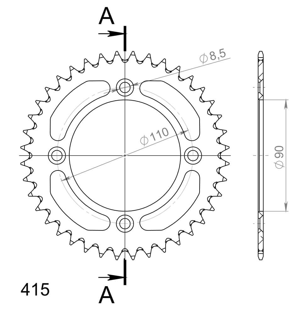 Supersprox Rear sprocket 40 Teeth (40T) KTM 50 SX / Husqvarna 50 TC / SX-E5 2014-2026 aluminium 415 Blue