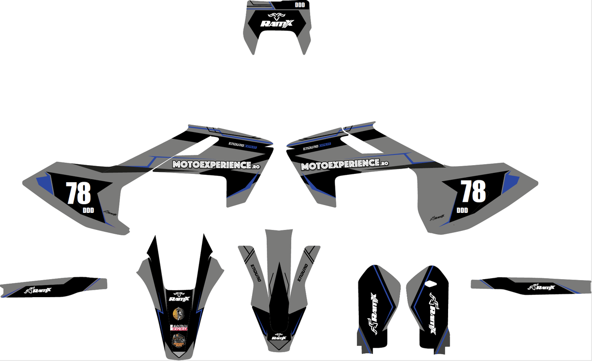 Kit Stickere Personalizate Negre HUSQVARNA 2017-2019 2T / 4T toate modelele