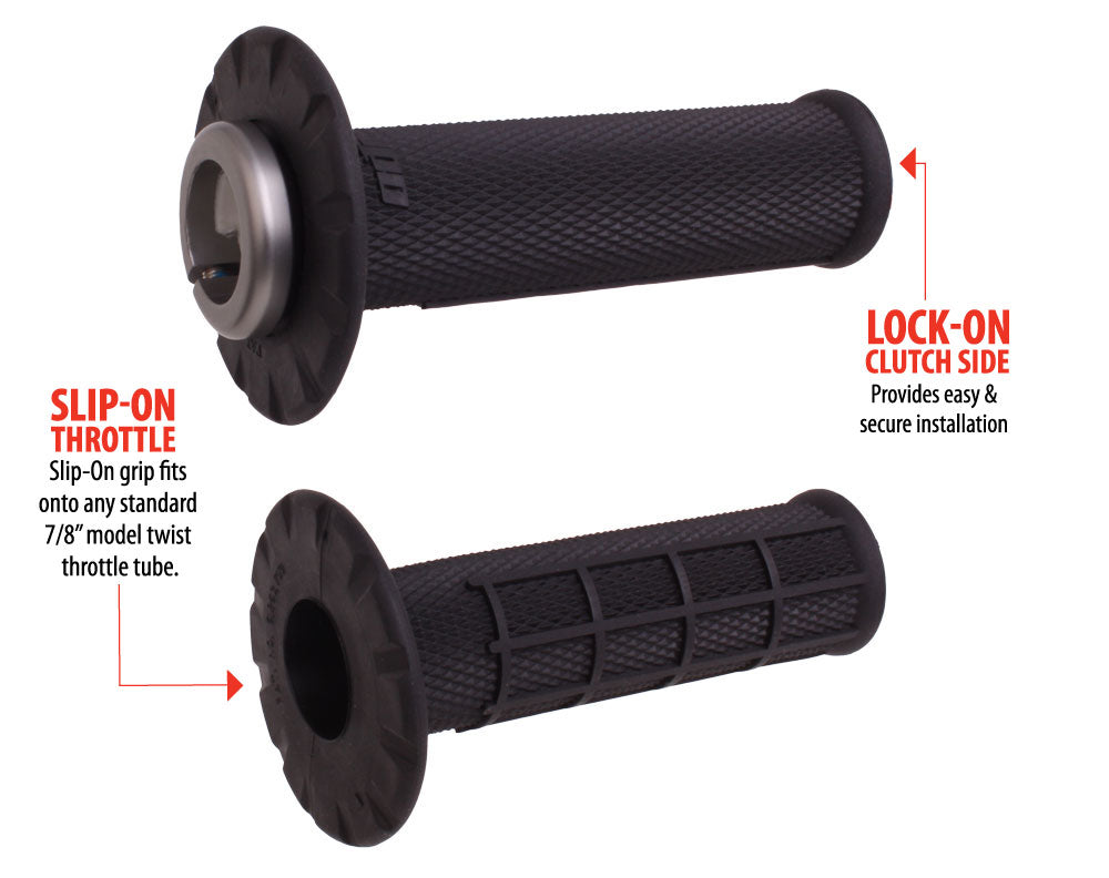 ODI Universal Half-Waffle Lock-On Grip Set Black H21UHWB