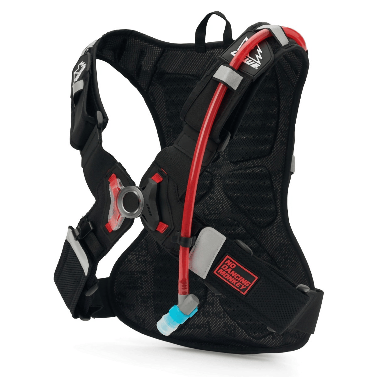 USWE Moto Hydro 4L Hydration Pack - back view with No Dancing Monkey harness