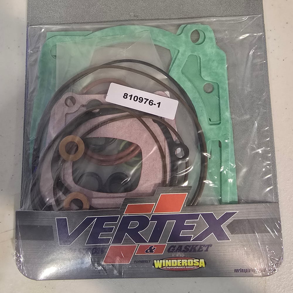A Vortex & Basket gasket kit in its original retail packaging, containing various circular and flat gaskets and seals on a light gray background.