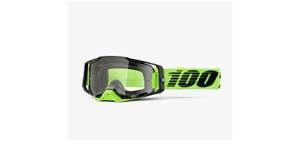 100% Armega Neon Yellow - Clear Lens Goggles