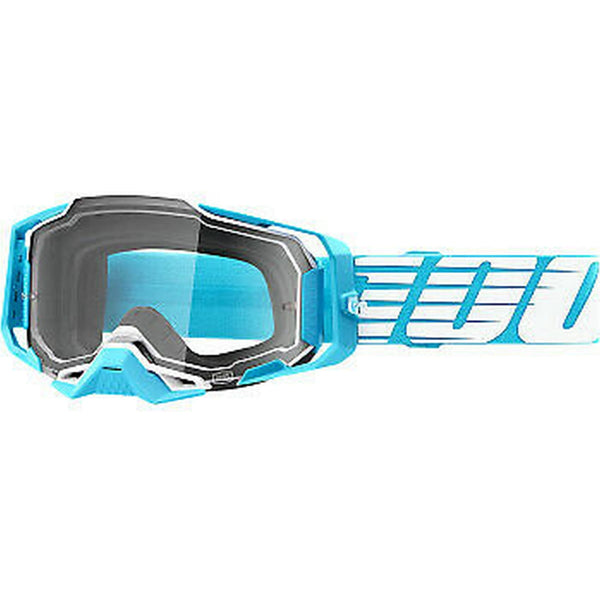 100% Armega Oversized Sky Goggles - Clear Lens - Blue/White