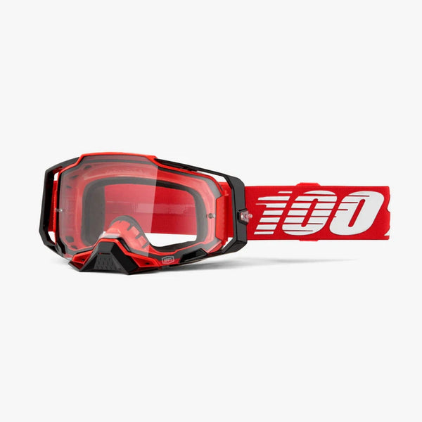 100% Armega Goggles Red - Clear Lens