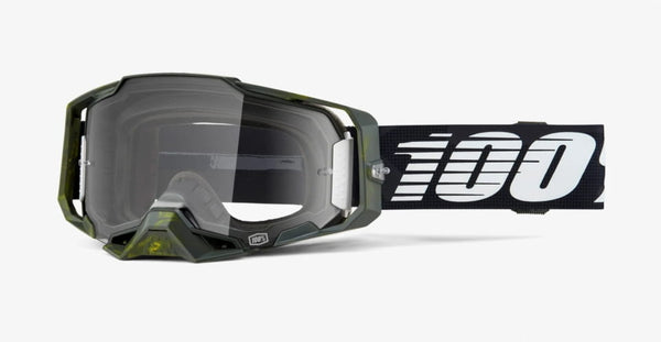 100% ARMEGA SOLEDAD GOGGLES - CLEAR LENS - BLACK/GREEN