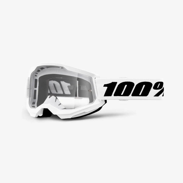 100% Strata 2 Goggles White - Clear Lens
