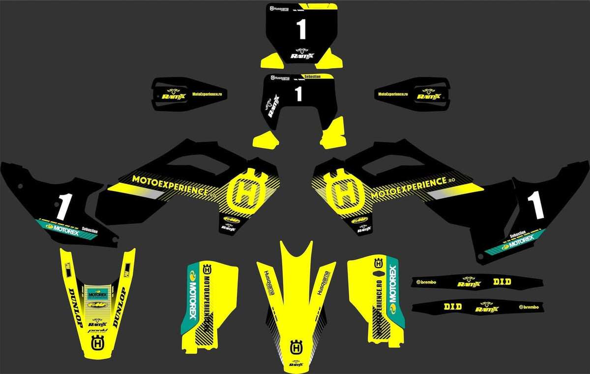 Stickers BLACK/WHITE for HUSQVARNA 2024+ 2T/4T MX/ENDURO — Black/Yellow