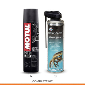 Motul Chain Clean + Silkolene Chain Lube kit