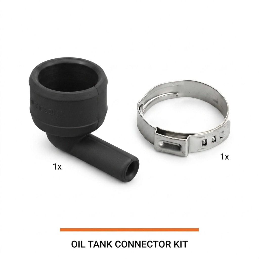Oil Tank 90° Connector + Hose Clamp kit