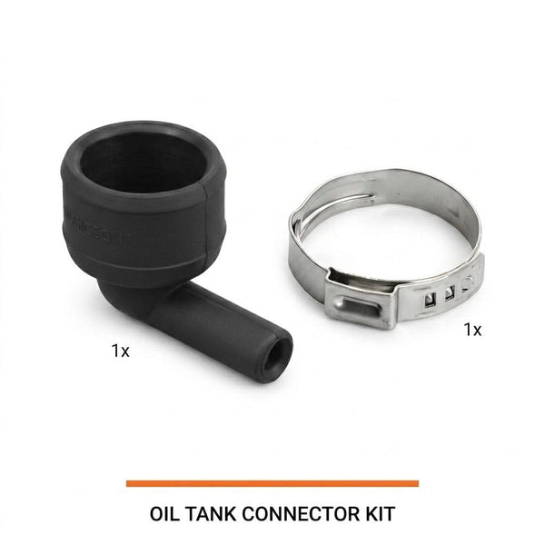 Oil Tank 90° Connector + Hose Clamp kit