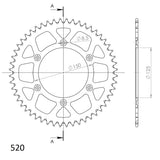 Supersprox Rear sprocket 52 Teeth (52T) KTM/Husqvarna/GasGas 1990-2026 Aluminium 520 dimensions