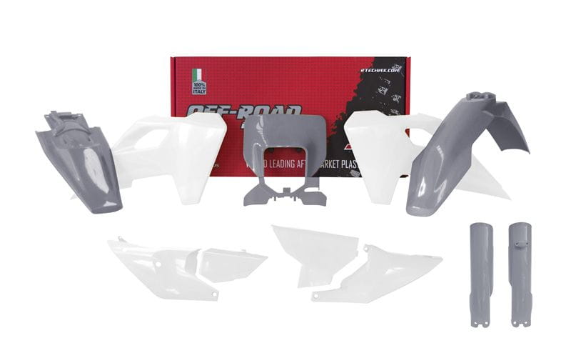 R-Tech Full Plastics Kit (8 pcs) Husqvarna TE / FE 150-450 2024-2025 — Quantum Grey / White