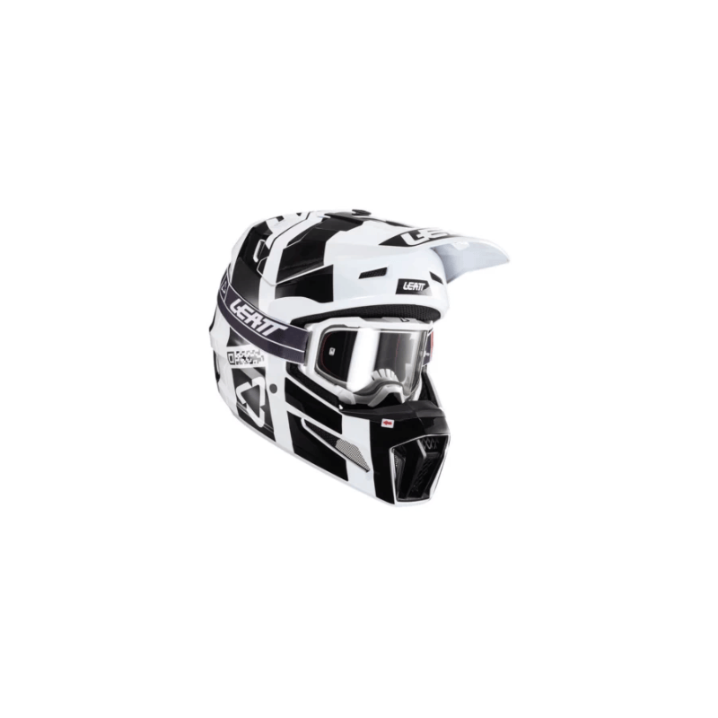 Set Cască Moto LEATT 3.5 V24 Negru/Alb (Include Ochelari 4.5)
