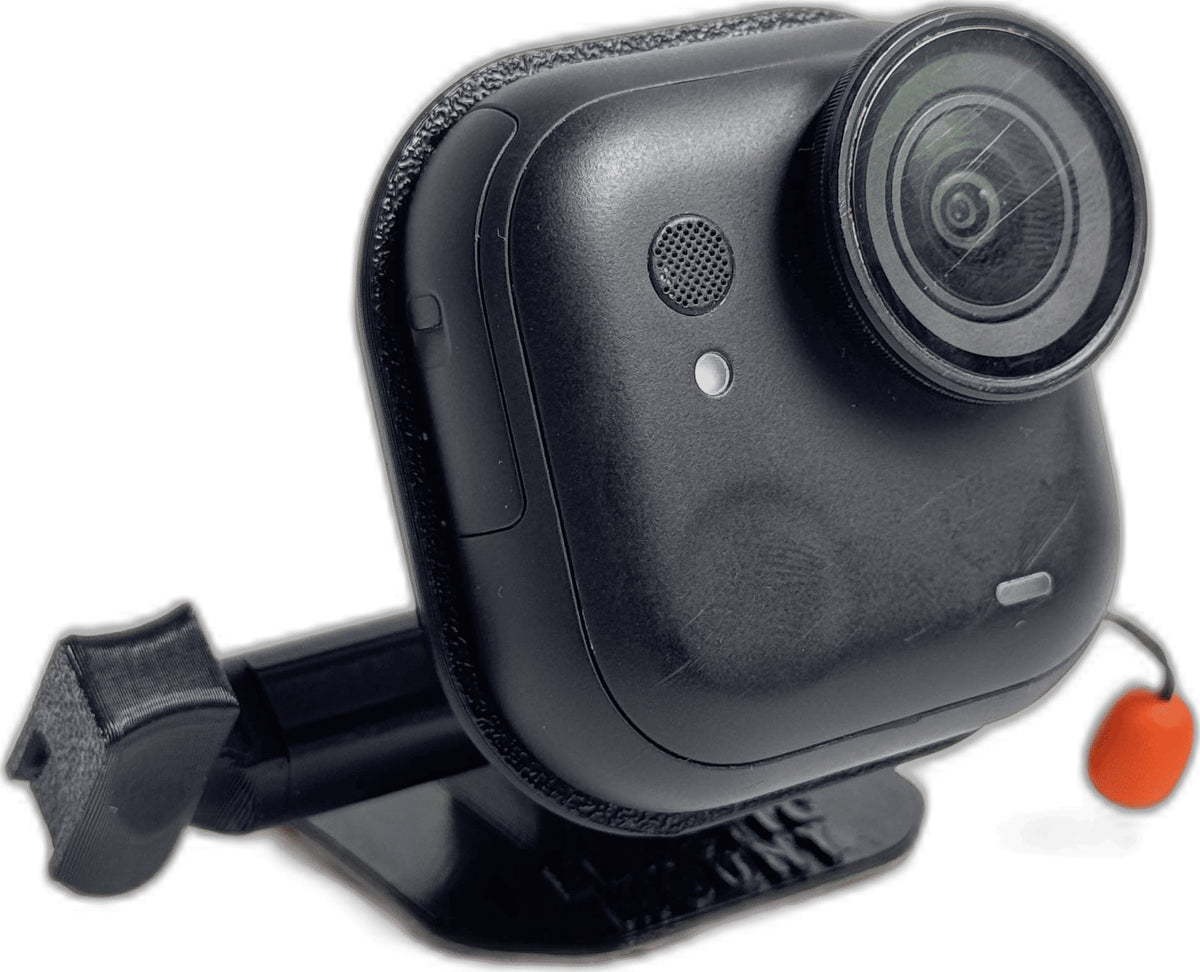 Fauris Elastic Mount flexible action camera mount, black - with a compact action camera, front view